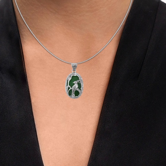 NWOT Exquisite Green Jade Pendant In Sterling Silver - Picture 6 of 7